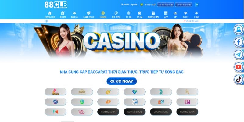 Đa dạng các tựa game có trong sòng bạc Casino 88clb